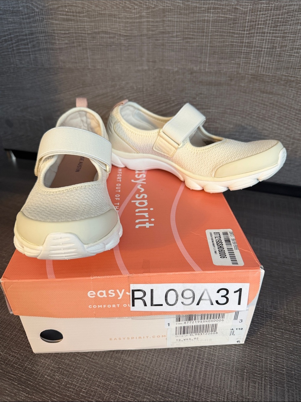 Easy Spirit Cream Mary Jane Sneakers with Hook-and-Loop Strap